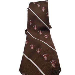 Vintage Brown W/ armour in Stripe‎ Golden Clasp by Prince Consort 60's Poly Tie